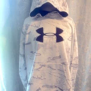Under Armour Pullover Hoodie White Gray Snow Camo